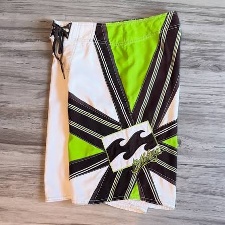 Lime Cross Panel Andy Irons-era boardshort reference in lime / white / black